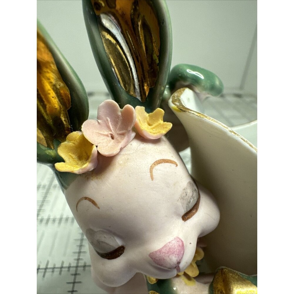 Vintage LEFTON Pink Bunny Rabbit Creamer/Planter Easter Anthropomorphic - Picture 4 of 16